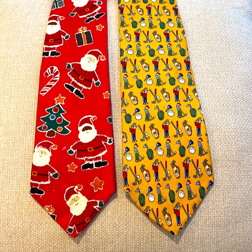 Save The Children Santa & Golf Theme Two Ties